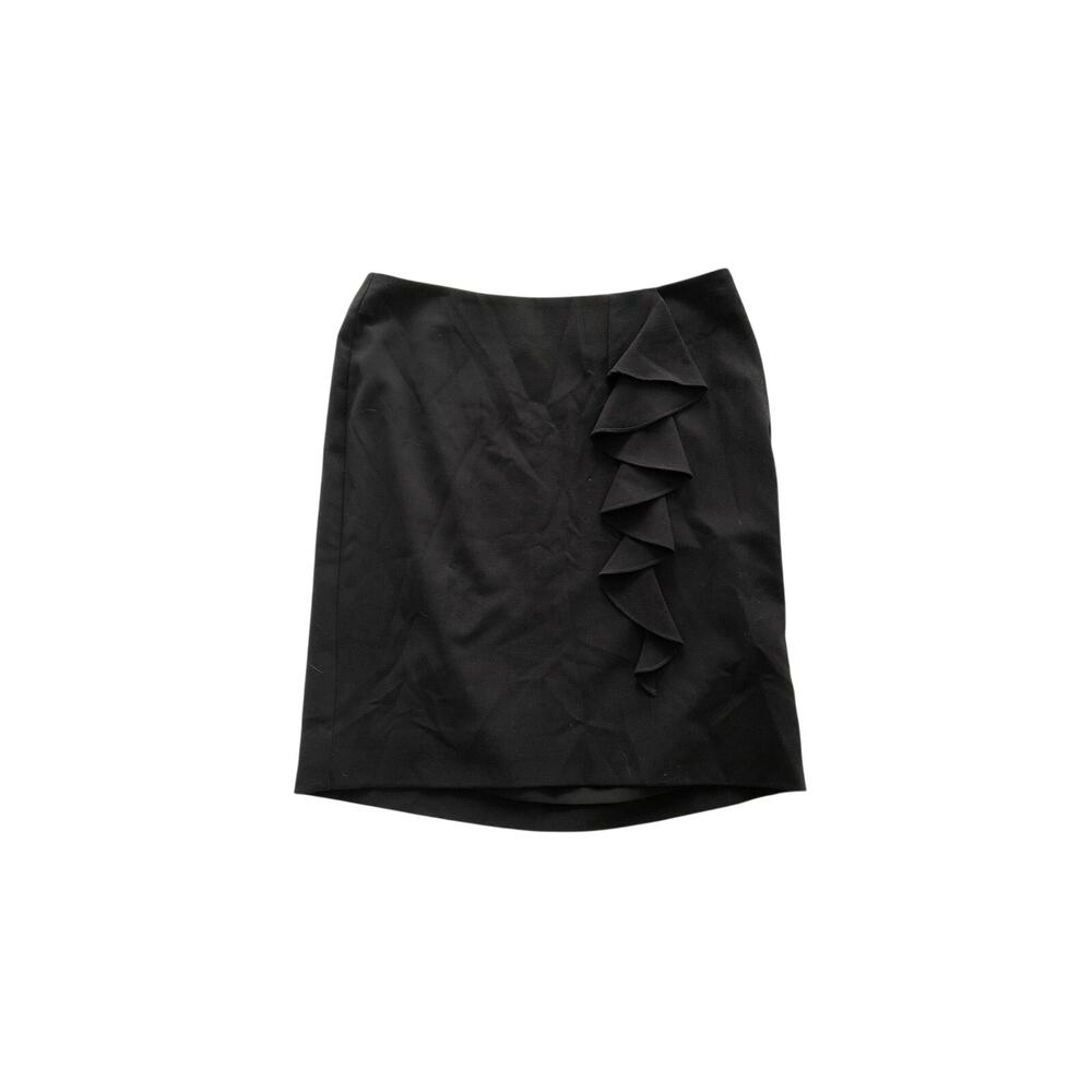 Black Ruffle Front Pencil Skirt Lined Career Kenneth Cole New York Size 4